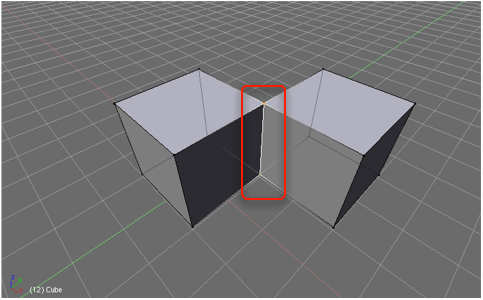 2 cubes touching each other along one edge